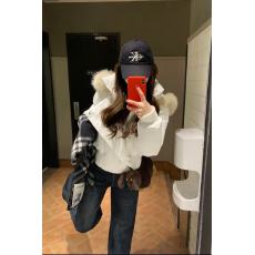 成品现货 美式复古简约毛领连帽棉衣冬季休闲高级感百搭保暖外套