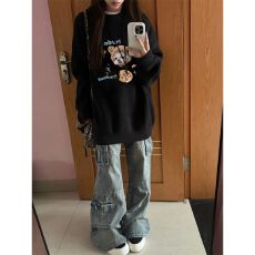 批发特<b class='q'>大码</b>200斤<b class='q'>女装</b>高级感穿搭软糯宽松秋冬内搭外穿印花针织毛衣女