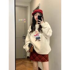 批发特大码200斤女装高级感穿搭软糯宽松秋冬内搭外穿印花针织<b class='q'>毛衣</b>女