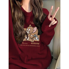 批发特大码200斤女装高级感穿搭软糯<b class='q'>宽松</b>秋冬内搭外穿印花针织毛衣女