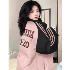 批发(高品质手塞棉加厚)冬季新款棉服三条杠宽松纯色<b class='q'>棉衣</b>面包服女