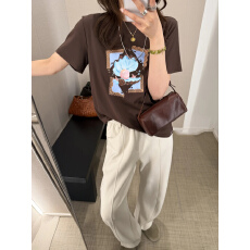 高品质纯棉230克精梳紧密手感好爽滑优质做工前印花短袖t恤女