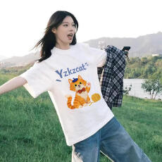 高品质纯棉200克精梳紧密手感好爽滑优质做工前印花短袖t恤女