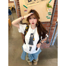 批发高品质纯棉200克精梳紧密手感好爽滑优质做工（前印花）短袖t恤女