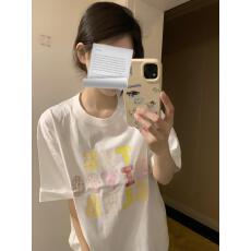 批发高品质纯棉200克精梳紧密手感好爽滑优质做工（前印花）短袖t恤女