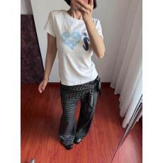 批发原版做法纯棉220克40支食毛+手感有弹力印花修身收腰短袖t恤女