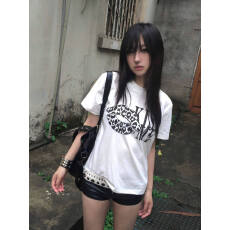 批发高品质纯棉200克精梳紧密手感好爽滑优质做工（前印花）短袖t恤女