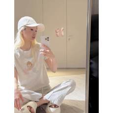 批发原版做法纯棉220克40支食毛+手感有弹力印花修身收腰短袖t恤女