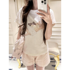 批发原版做法纯棉220克40支奥代尔食毛+手感圆领正肩短袖T恤女