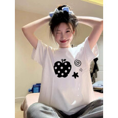 高品质纯棉200克精梳紧密手感好爽滑优质做工前印花短袖t恤女