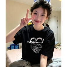 高品质纯棉230克精梳紧密手感好爽滑优质做工前印花短袖t恤女