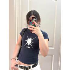 批发原版做法纯棉220克40支食毛+手感有弹力印花修身收腰短袖t恤女