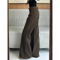 批发复古棕色高腰<b class='q'>直筒</b><b class='q'>牛仔裤</b>女新款宽松显瘦休闲<b class='q'>直筒</b>阔腿长裤子<b class='q'>牛仔裤</b>