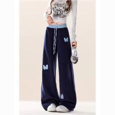 批发设计感蝴蝶<b class='q'>韩版</b><b class='q'>休闲裤</b>女春季新款显瘦时尚松紧腰阔腿绝美学生卫裤