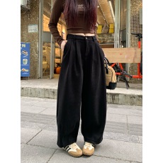 批发实拍 2025后松紧腰小个子灯芯绒加厚气球热裤休闲裤