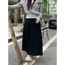 批发实拍 2025减龄立体感蝴蝶结装饰针织百褶裙半身裙