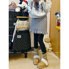 批发实拍 2025闪亮片波点针织裙圣诞氛围冬季高腰小个子A字木耳边短裙