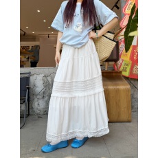 批发实拍 2026白色新款流苏镂空设计高腰半身裙<b class='q'>长裙</b>