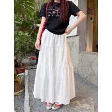 批发实拍 2026白色减龄蝴蝶结刺绣半身裙 高腰蕾丝蓬蓬蛋糕裙