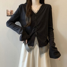 批发实拍~大码新款气质假两件撞色蕾丝拼接百搭修身显瘦长袖上衣