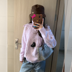 上衣套装北极绒腈纶35%锦纶40%PBT25%拆卸围脖毛衣女针织