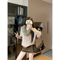 批发实拍实价 复古蝙蝠袖针织衫女辣妹仿真毛<b class='q'>宽松</b>毛衣