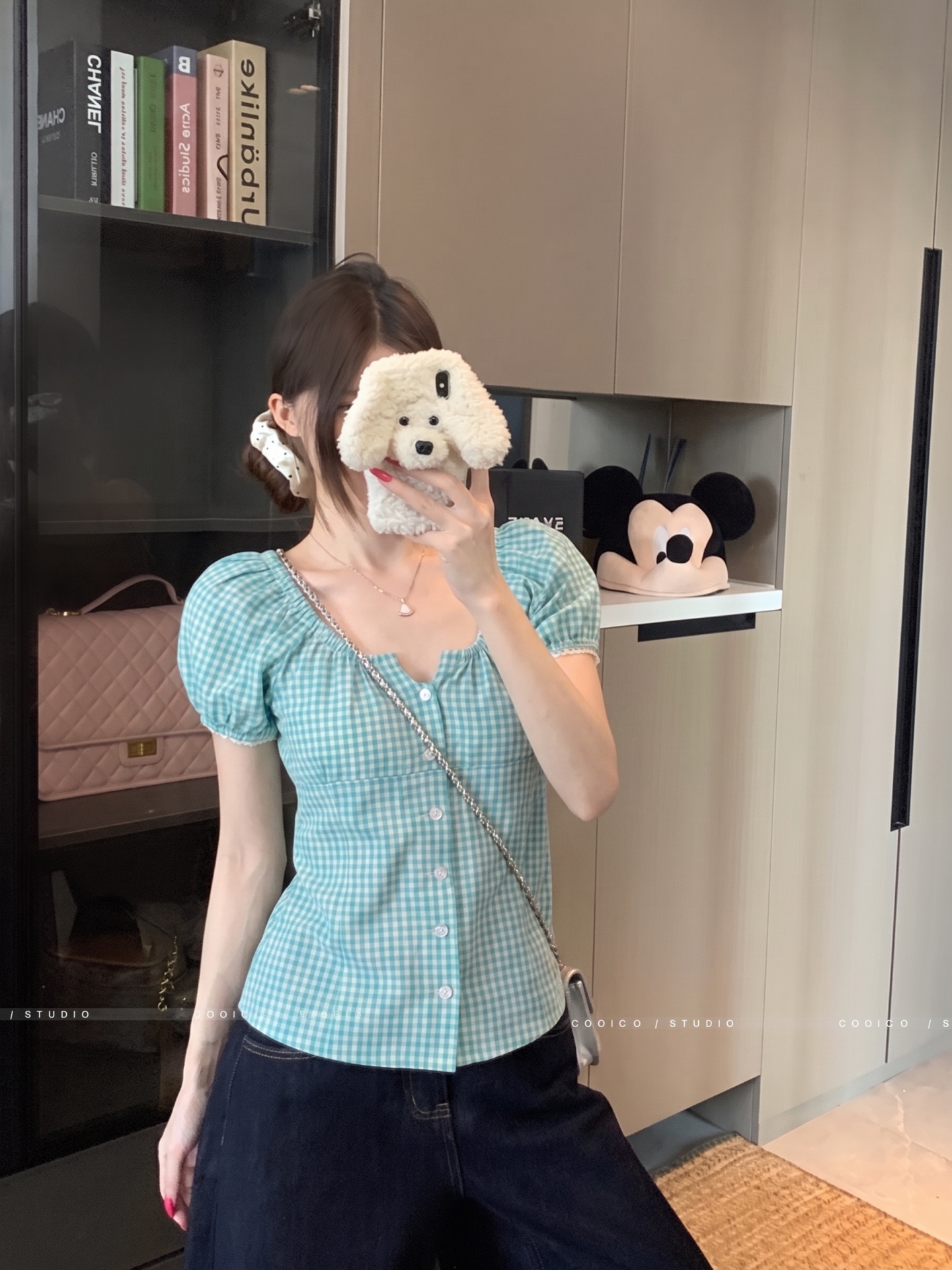 格纹短袖衬衫夏季新款复古设计感小众显瘦百搭上衣 服裝批發女裝批發服飾貨源