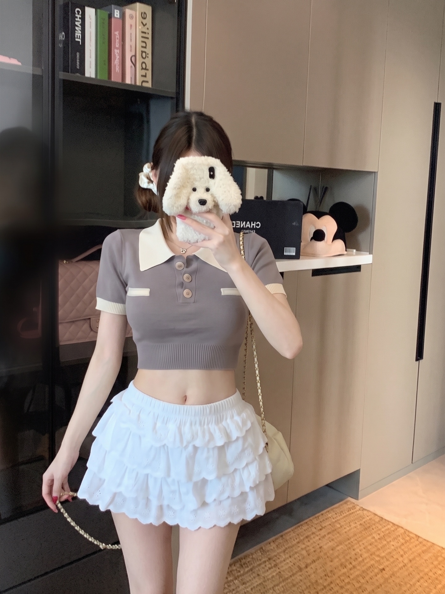 BY29226# 夏季拼色翻领简约百搭显瘦针织短袖上衣  服裝批發女裝批發服飾貨源
