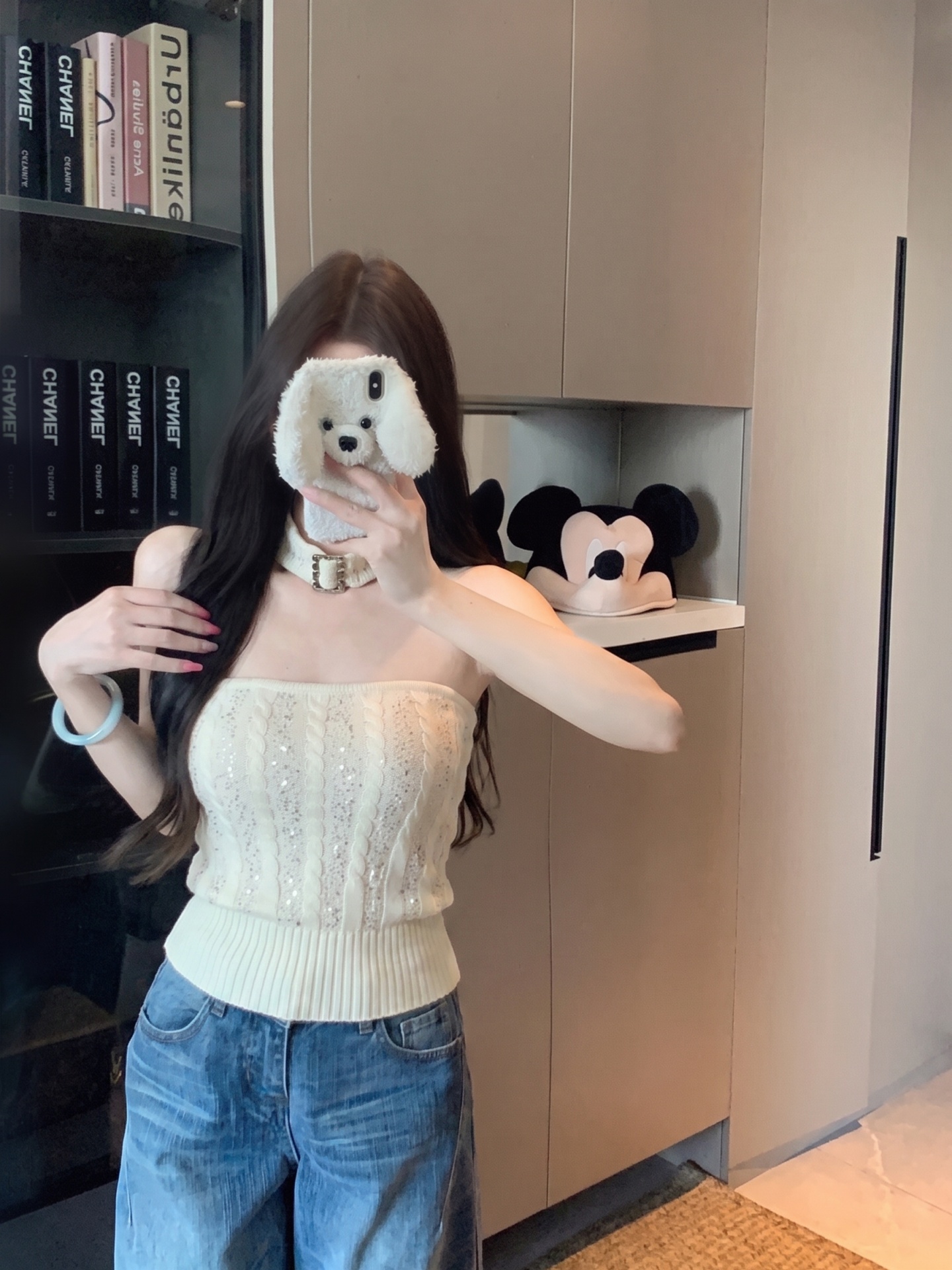 BY29227# 烫钻针织正反两穿挂脖抹胸上衣女  服裝批發女裝批發服飾貨源