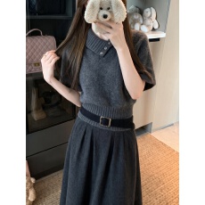 批发实拍实价 老钱风穿搭高领麻花收腰针织衫慵懒风显瘦<b class='q'>中袖</b>毛衣<b class='q'>上衣</b>