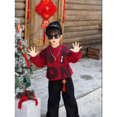 儿童红色卫衣男童秋装时髦套头上衣2026新款宝宝春秋洋气打底衫潮