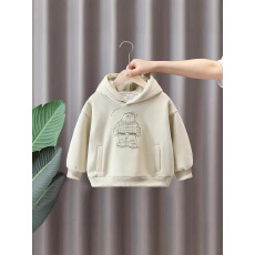 男童加绒连帽卫衣一体绒秋冬套头衫2026新款中小童卡通帅气上衣潮