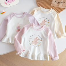 批发女童春装<b class='q'>T</b><b class='q'>恤</b>2026春季新款插肩袖打底衫<b class='q'>儿童</b>时髦洋气印花小衫长袖