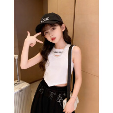 批发莫代尔<b class='q'>女</b><b class='q'>童</b><b class='q'>背心</b>夏季新款不规则韩版洋气儿童镂空T恤休闲无袖<b class='q'>背心</b>