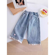 裤子女童牛仔裤春季2026新款洋气韩系女宝宝春装儿童超好看花边裤