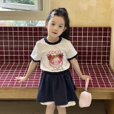 女童套装夏装2026新款儿童超好看印花短袖T恤两件套洋气女孩上衣