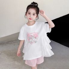 批发纯棉女童短袖<b class='q'>夏</b>装2026新款洋气儿童卡通T恤裙<b class='q'>夏</b>季中大童半袖上衣t