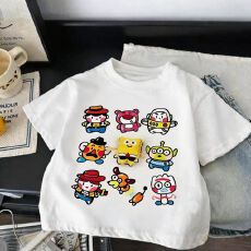 批发【立体玩偶】纯棉儿童短袖打底衫<b class='q'>男</b>女童夏季宽松韩版卡通童装T恤