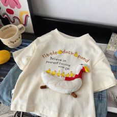 批发立体公仔儿童夏季纯棉短袖T恤可爱立体大鹅玩偶半袖上衣<b class='q'>女</b><b class='q'>宝宝</b>夏