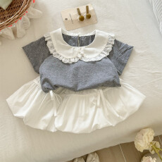 批发<b class='q'>女</b><b class='q'>童</b><b class='q'>宽松</b><b class='q'>套装</b><b class='q'>夏季</b><b class='q'>女</b>宝压褶背心上衣灰色廓形宽松裤子洋气套装