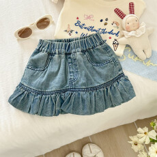 批发<b class='q'>女</b><b class='q'>童</b><b class='q'>半身</b><b class='q'>牛仔裙</b>新款夏季宝宝短裙荷叶边小<b class='q'>童</b>包臀裙鱼尾裙子潮