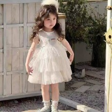 批发夏季<b class='q'>女</b><b class='q'>童</b><b class='q'>公主</b><b class='q'>风</b><b class='q'>韩</b><b class='q'>版</b>背心裙新款卡通印花小香风拼接蓬蓬网纱裙