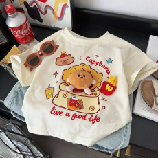 批发【立体玩偶】纯棉儿<b class='q'>童</b>短袖T恤夏装新款宽松上衣洋气亲子装打底衫