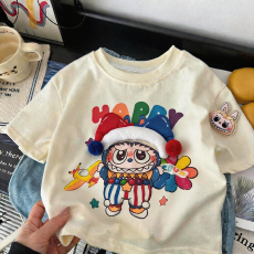 批发纯棉短袖儿<b class='q'>童</b>T恤夏装2026宽松韩版趣味立体装饰休闲儿<b class='q'>童</b>装上衣潮