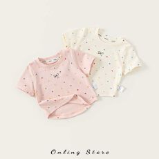 批发【纯棉有后包领】儿<b class='q'>童</b>多巴胺波点<b class='q'>女</b>宝t恤上衣（92棉8氨纶）