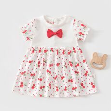 批发夏季纯棉薄款女宝宝短袖裙子可爱公主风外出女童短袖时尚连衣裙