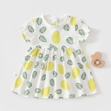批发夏季纯棉薄款女宝宝短袖裙子可爱公主风外出女童短袖时尚连衣裙