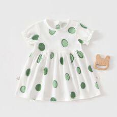 夏季纯棉薄款女宝宝短袖裙子可爱公主风外出女童短袖时尚连衣裙