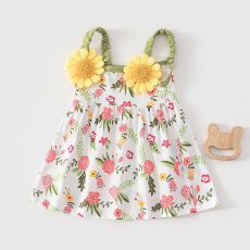 夏季纯棉薄款女宝宝短袖裙子可爱公主风外出女童短袖时尚连衣裙