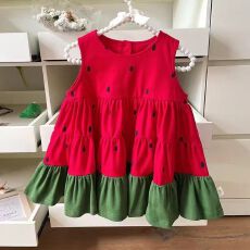 女童夏日裙子小清新A字裙幼儿园演出水果衣服女宝宝公主裙半身裙